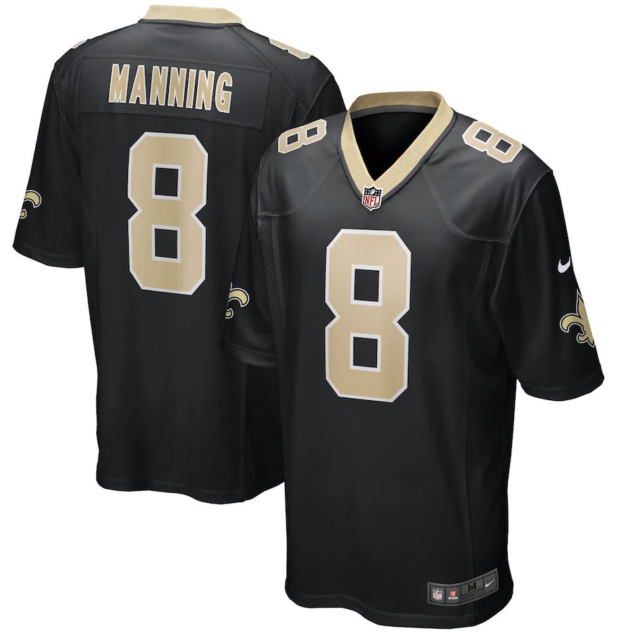 Men New Orleans Saints #8 Archie Manning Nike Black Game Retired Player NFL Jersey->new orleans saints->NFL Jersey